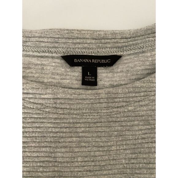 Banana Republic Top Shirt Pullover Tunic Women Large Gray Grey File Knit Pocket - Picture 5 of 6